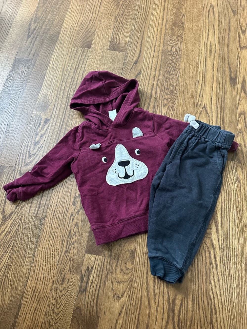 Carter’s Bear Hoodie and Dark Gray Jogger Set, size 18M